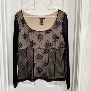 Vintage Sheer Mesh Lace Babydoll Top Y2K Romantic Fairy Grunge Whimsigoth Sz XL